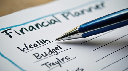 Obraz premium personal finance wealth optimization concept. Financial planning worksheet with a pen and notes on budgeting.