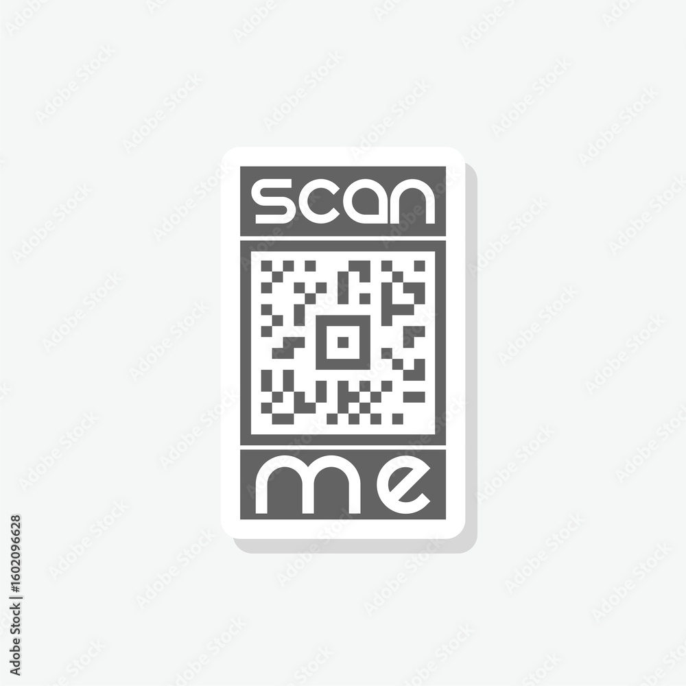 Poster scan qr code icon sticker isolated on gray background