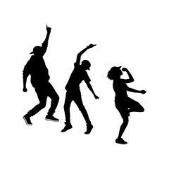group people dancing some dance vector art silhouette