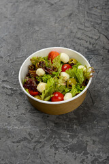 fresh salad with cheese and tomatoes