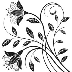 Elegant black and white floral swirls