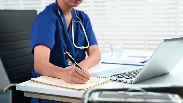 Medicine doctor hand working with modern digital tablet computer interface as medical network concept