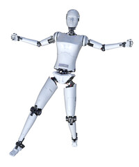 Intelligenza artificiale robot computer umanoide donna su fondo trasparente	