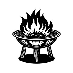 fire pit table on white back vector art silhouette