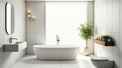 A modern bathroom with a minimalist design.