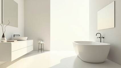 A modern, minimalist bathroom interior design.