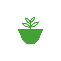 Ceramic Bowl With Sprouted Tea Plant Vector Design
