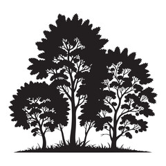 Obraz premium Elegant Black Tree Silhouette Vector on Clean White Background – Perfect for Eco Branding, Organic Packaging, T-Shirts, and Nature-Inspired Commercial Designs . Thank You .