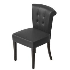 Dark Grey Tufted Dining Chair 3D Render Perspective View Right Isolated