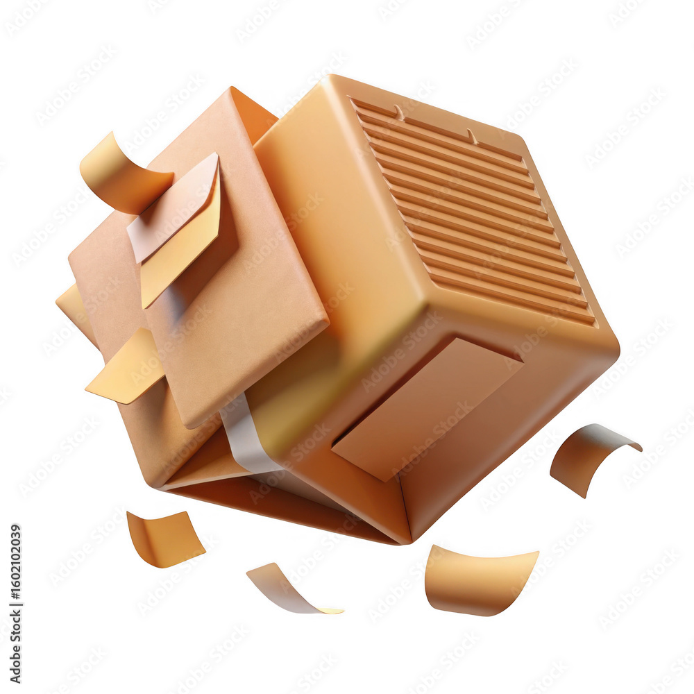 Poster 3d cubes with sticky notes isolated on transparent background