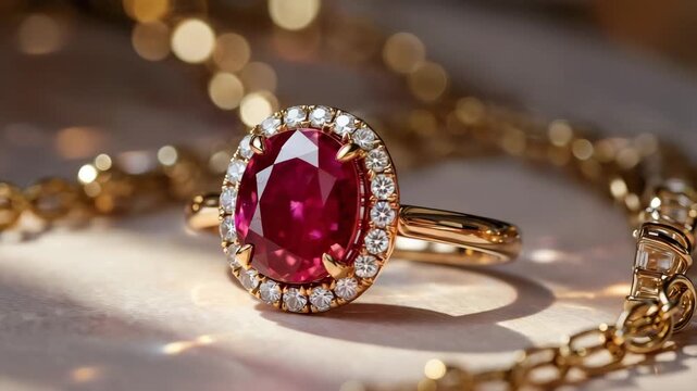 Luxury ruby ring close-up [4K]
