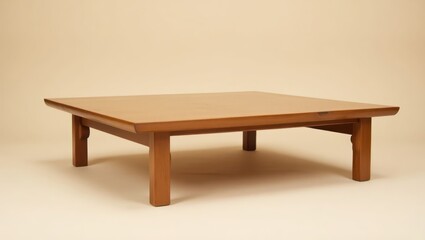 Light brown wooden coffee table with simple design.