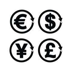 Major World Currency Symbols in Circles