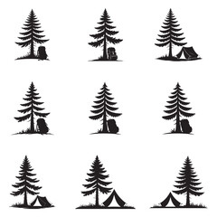 Obraz premium Elegant Black Tree Silhouette Vector on Clean White Background – Perfect for Eco Branding, Organic Packaging, T-Shirts, and Nature-Inspired Commercial Designs . Thank You .