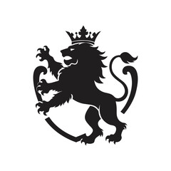 silhouette lion king heraldry logo design inspiration vector art