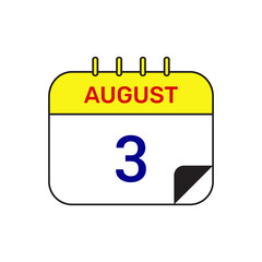 3 august calendar icon vector illustration design