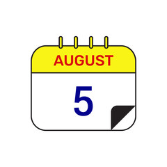 5 august calendar icon vector illustration design