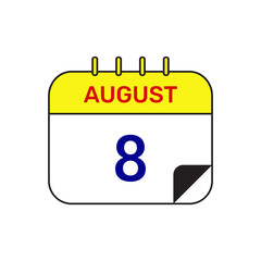 8 august calendar icon vector illustration design