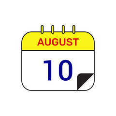 10 august calendar icon vector illustration design