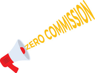 zero percent commission label concept. Zero percent commission banner. Special offer badges without commission for promotions. discount coupons or gift vouchers. Flat vector illustration on background
