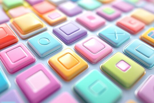 Colorful square buttons arranged in a grid pattern.