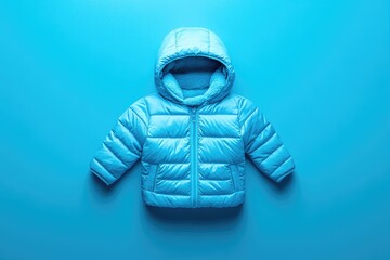 Blue puffer jacket, kid's style, flat lay