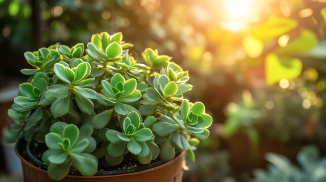 Lush Green Succulent Plant in Sunlit Indoor Environment