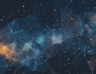 Starry night, polygonal, space, cosmic, abstract
