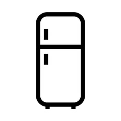 Modern Refrigerator Icon, Minimalist Black Line Illustration, Kitchen Appliance Symbol, Vector Isolated