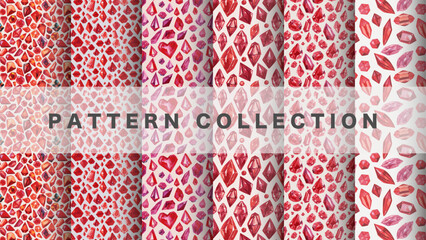 Jewel in watercolor style, 6 pattern data sets, red

