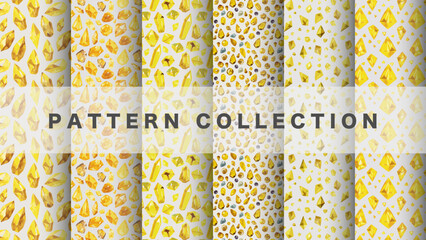 Jewel in watercolor style, 6 pattern data sets, yellow


