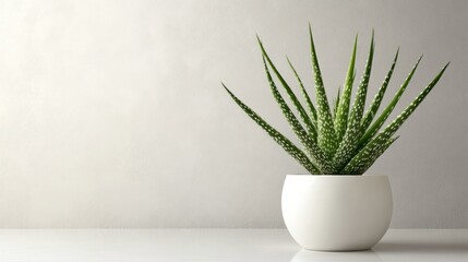 Modern Aloe Vera Plant in Minimalist White Ceramic Pot Design