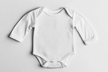 Blank white baby bodysuit, top-down view (1)