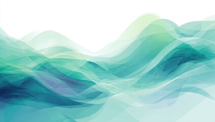 Abstract teal and light green wavy landscape