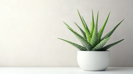 Stylish Aloe Vera Plant in Simple White Pot Against Neutral Background