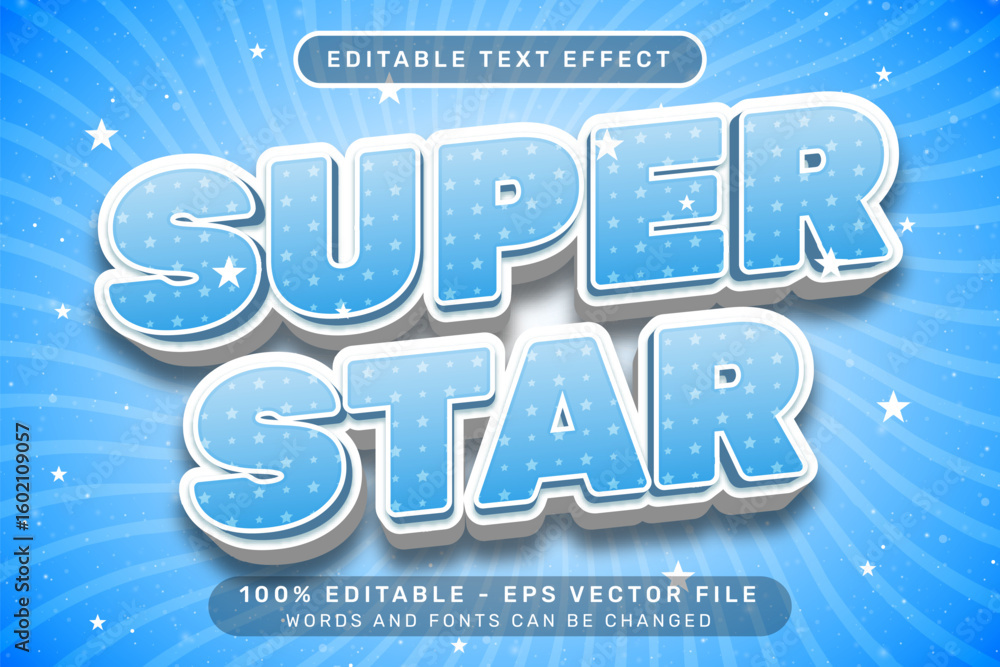 Poster seper star 3d text effect and editable text effect