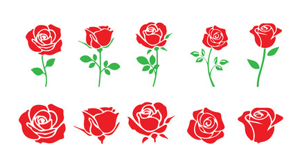 set of red roses vector