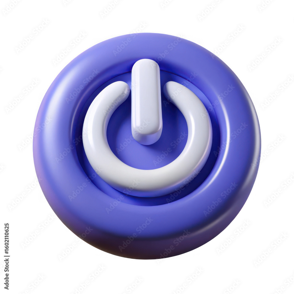 Poster 3d power button icon isolated on transparent background