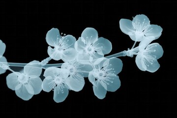 Ghostly cherry blossoms float in an inky void, evoking Hanami nostalgia and lunar new year serenity