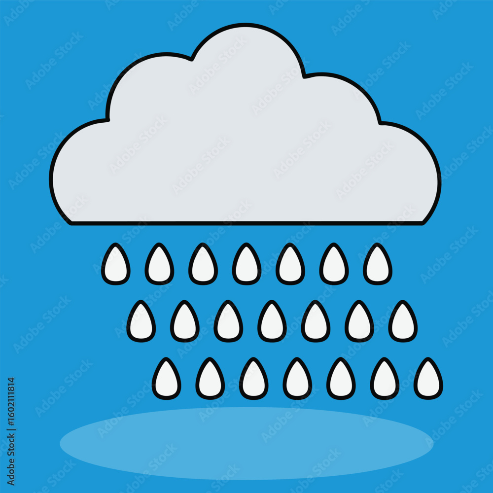Poster simple and clear cloud and rain icon_expanded line icon design