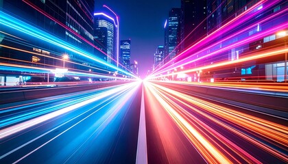 Night city highway lights