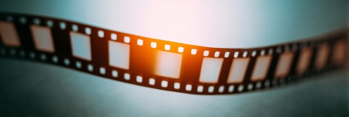 A glowing filmstrip undulates like a cinematic serpent, capturing ephemeral nostalgia perfect for World Photography Day or Celluloid Celebrations