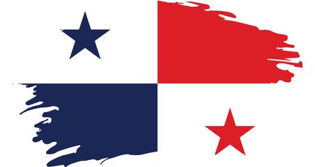 Vibrant abstract flag design with red and blue sections and stars, modern artistic style