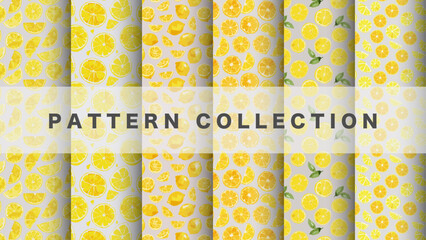Lemon pattern in watercolor style, 6 pattern data sets

