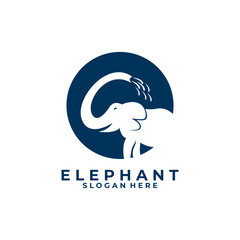 simple elephant logo design icon vector. Circle elephant logo