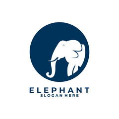 Circle Elephant logo design icon vector. Elephant logo design template