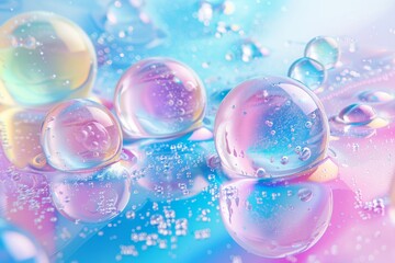 Abstract soft pastel blobs floating gracefully on a colorful gradient background