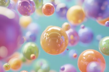 Soft pastel abstract shapes gracefully floating on a vibrant gradient background for artistic appeal