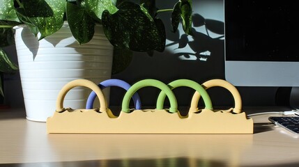 Desk organizer rings home office plant sunlight