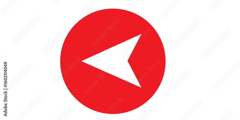 Aufkleber red circle icon with left pointing arrow for navigation